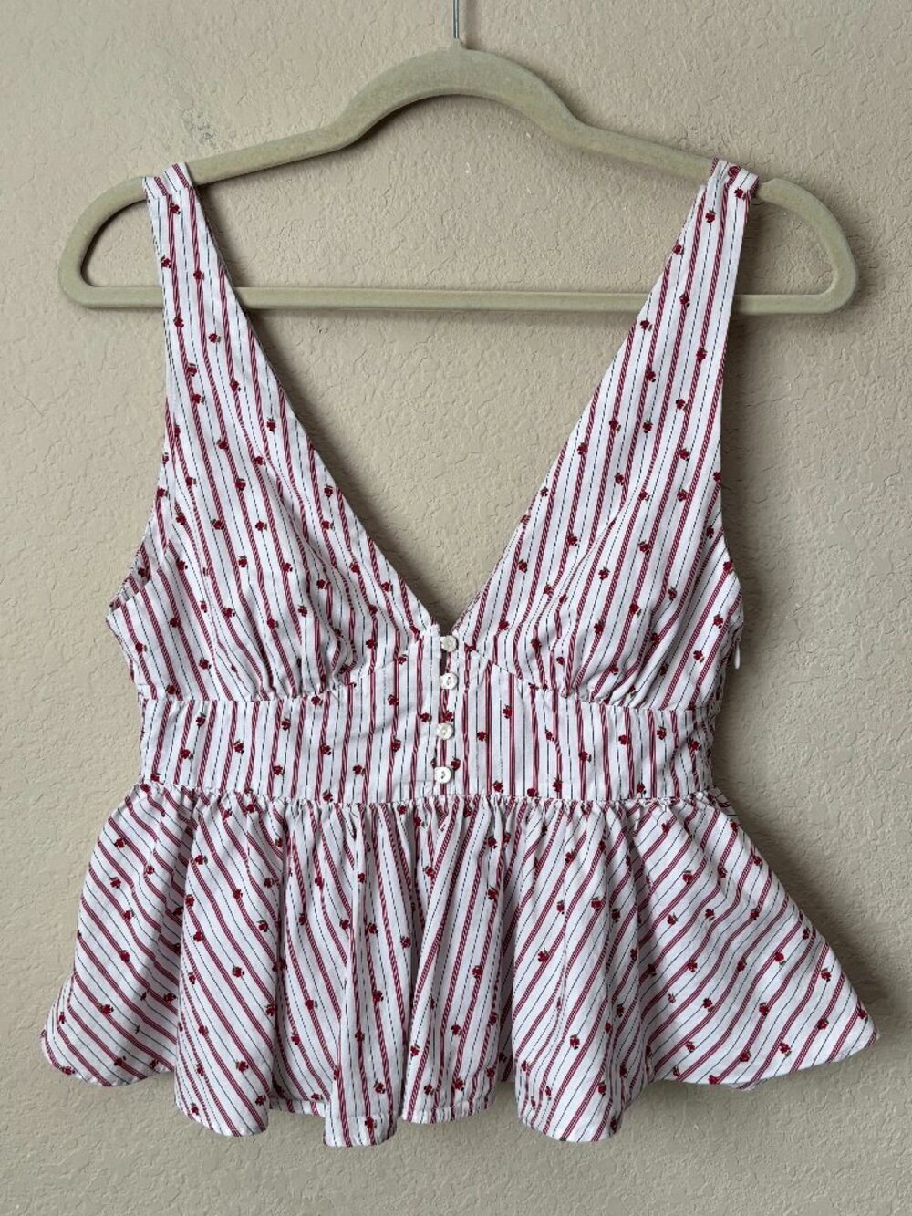 Zara Boho Striped and Ditsy Floral Print Tank Sleeveless Top Poplin